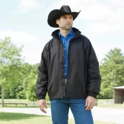 Personalized Fleece Lined Nylon Jacket -Deals Equestrian Supplies Store 16685 black mens western b